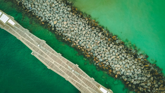 Aerial View of Pebble Bridge 