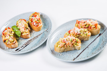 vegetarian bruschettas in studio