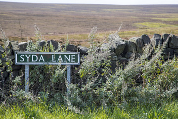 A street sign post for Syda Street in the Peak District, UK