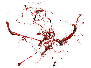 Red blood splash on white background