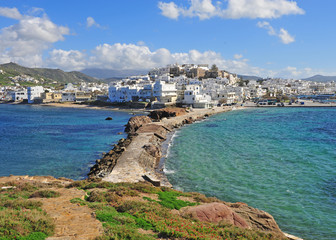 Naklejka premium Panorama of Chora town on Naxos