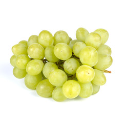 green bunch of tasty grapes isolated on white background
