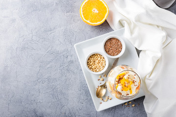 Healthy layered dessert trifle