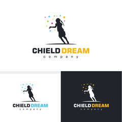 Child Dream, reaching star, education logo template