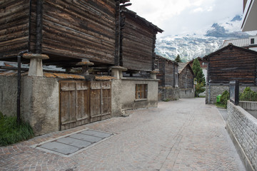 saas fee switzerland, canton valais beautiful small village with historical buildings