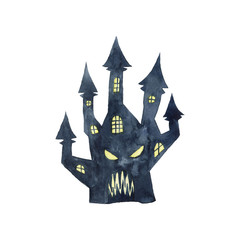 Spooky silhouette of Halloween castle.