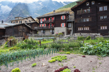 saas fee switzerland, canton valais beautiful small village with historical buildings