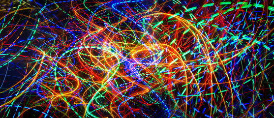 Defocused colorful abstract lights background. Motion of blur light.