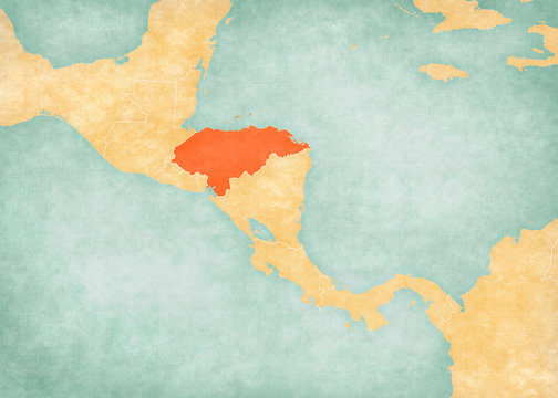 Map of Central America - Honduras