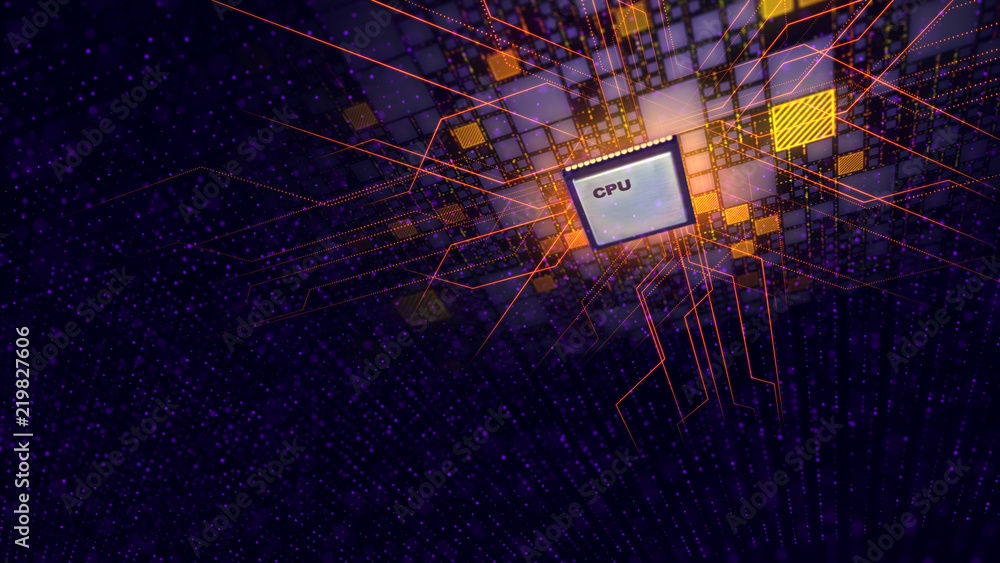 Poster flying cpu transmitting techno signals