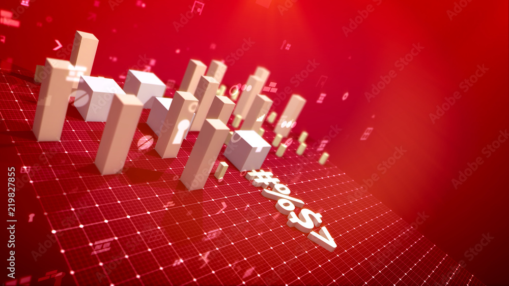 Poster go-ahead bar chart in the red background