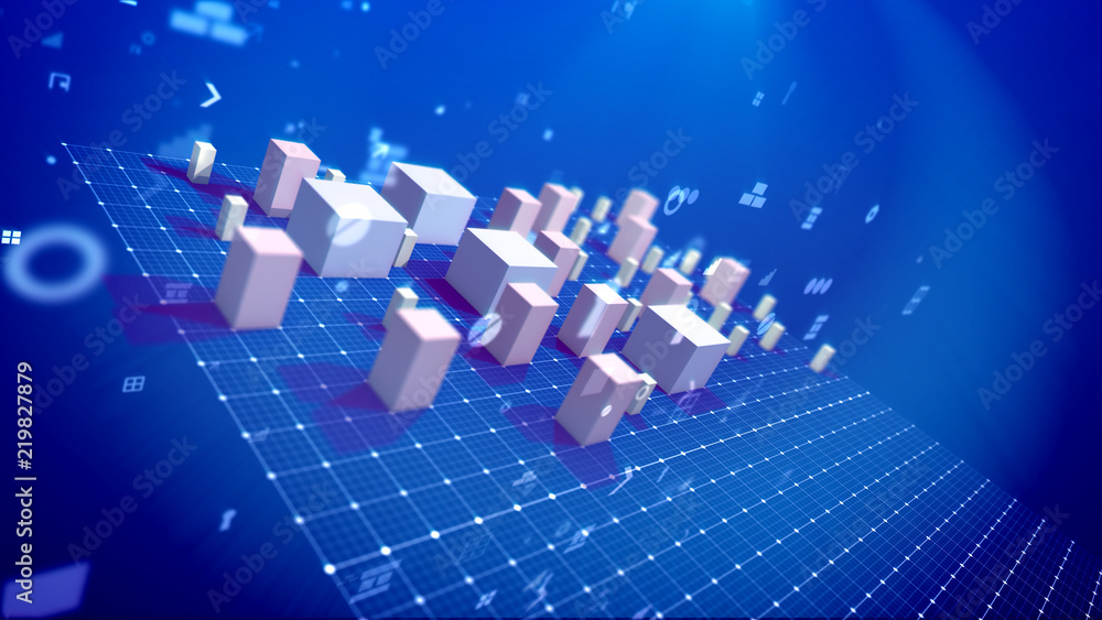 Poster rectangular commerce indexes in the blue backdrop