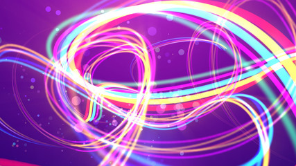 Rainbow strokes in the violet background