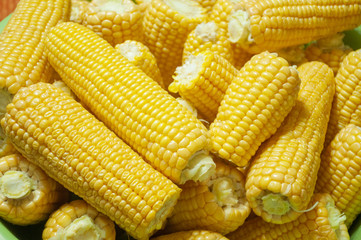 Fresh corn on cobs, closeup