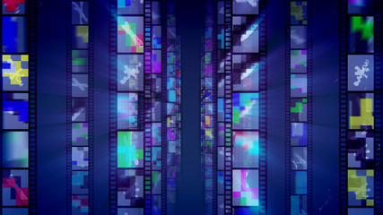Abstract Film Tapes in Blue Backdrop