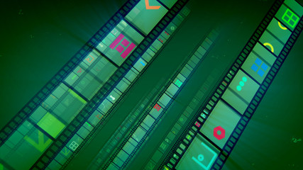Obraz premium Vintage film tapes in green background
