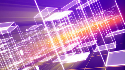 Obraz premium Cyberspace City with Violet Buildings