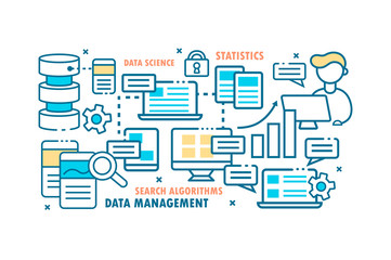  Data management. SEO. vector illustration. website.
