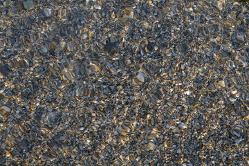 Sea stones background and  light from the sun on the stones. Abstract background photo. Closeup.