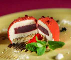 mousse pastry with mint