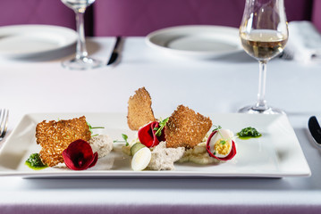 gourmet salad in the restaurant