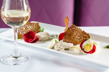 gourmet salad in the restaurant