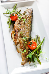 roasted trout with green beans