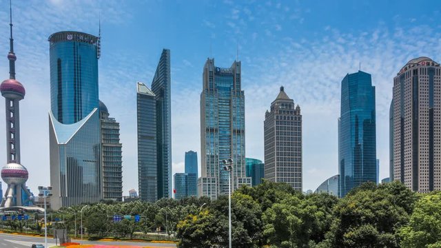 Time lapse of Skyscraper in Shanghai city