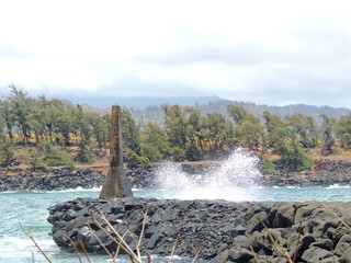 Waves crashing at Ahukini Landing, island of Kauai, HI