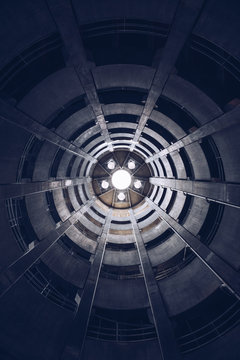 Spiral view of concrete underground parking