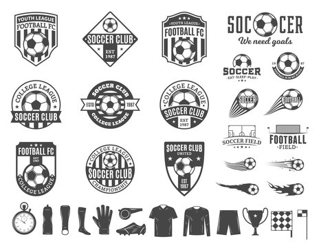 Set of vector football (soccer) club logo and  icons