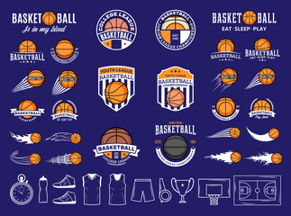 Obraz premium Set of vector basketball logo and icons