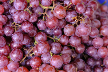 A bunch of fresh grapes in the fruit market of Thailand.