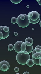 Dark background green mesh bubbles. Wallpaper, texture with bubble. 3D illustration