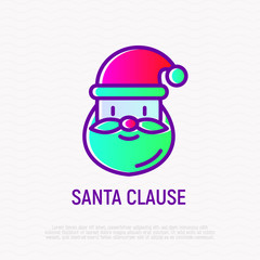 Funny Santa Claus thin line icon. Modern vector illustration, symbol of Christmas.