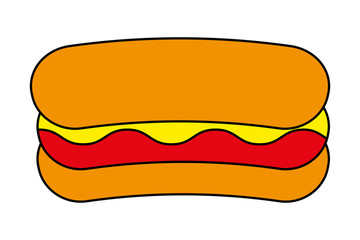 Perrito caliente con mostaza.