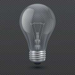 Realistic 3d light bulb vector illustration isolated on transparent background
