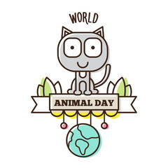 World Animal Day. Vector illustration of a cat.