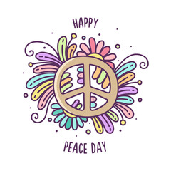 Happy Peace day. Vector illustration of peace sign.