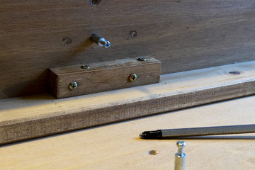 Self assembly bookcase pine flat pack furniture being assembled