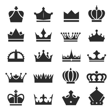 Royal crown icon set isolated vector illustration