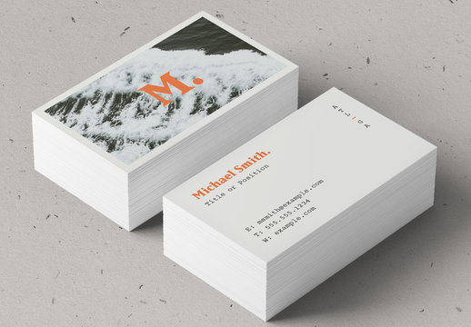 Business Card Layout with Ocean Photo