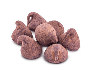 Truffle candy is isolated on a white background