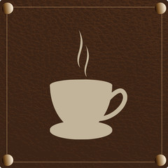 Ilustração de café com fundo castanho
