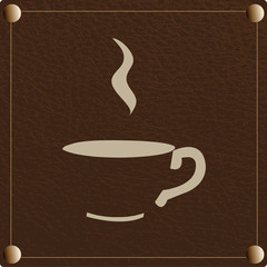 Ilustração de café com fundo castanho