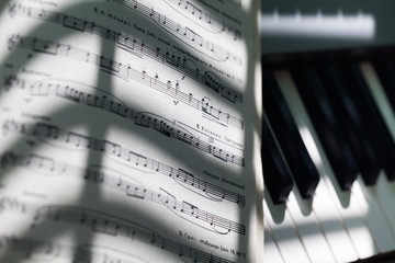 Musical Score and Piano Keyboard - Close Up