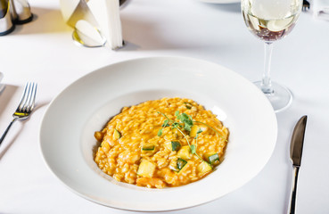 pumpkin risotto in the restaurant