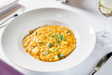 pumpkin risotto in the restaurant