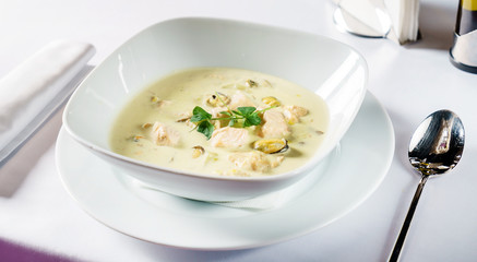 fish soup in the restaurant