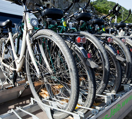 Fototapeta na wymiar Row Of Bicycle For Rent
